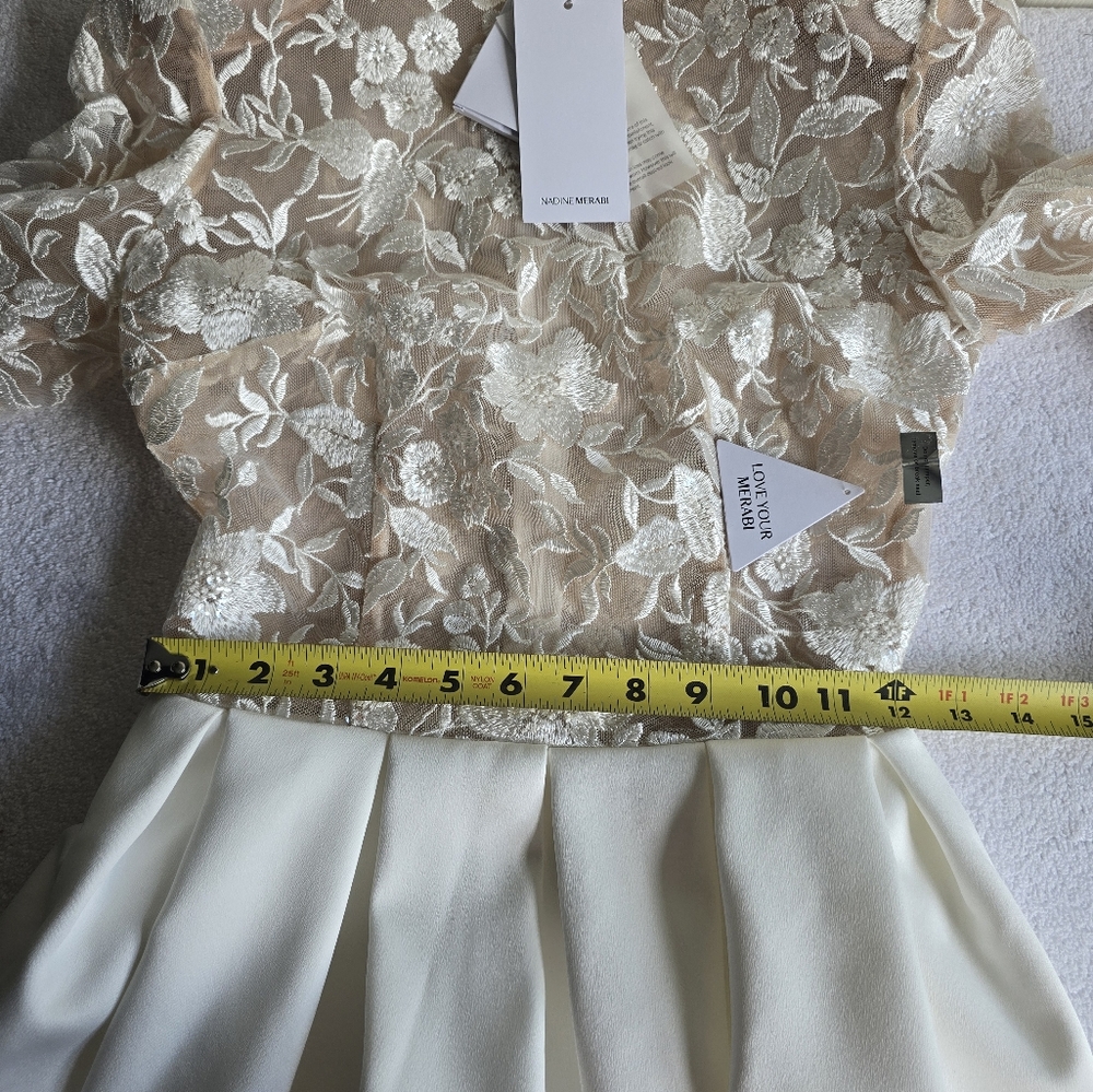 Nadine Merabi Pippa White Dress Size 2(XS) Sheer Top Lace Beaded New. - Picture 11 of 16
